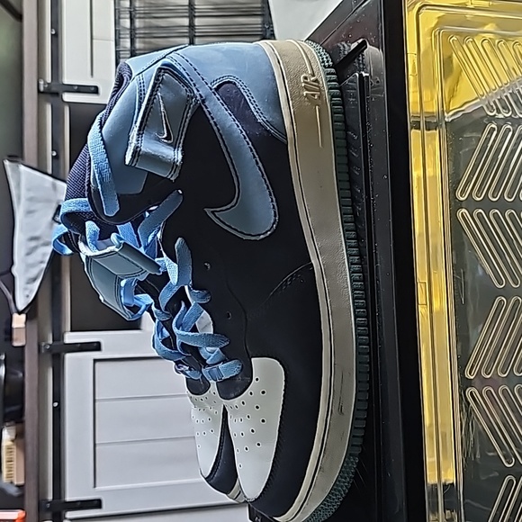 Nike Airforce One Blue Navy Suede High Top Sneakers Size 10 - Picture 2 of 12